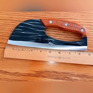 Stainless Steel Mezzaluna with Wooden Handle 9 Inch In Original Packaging.